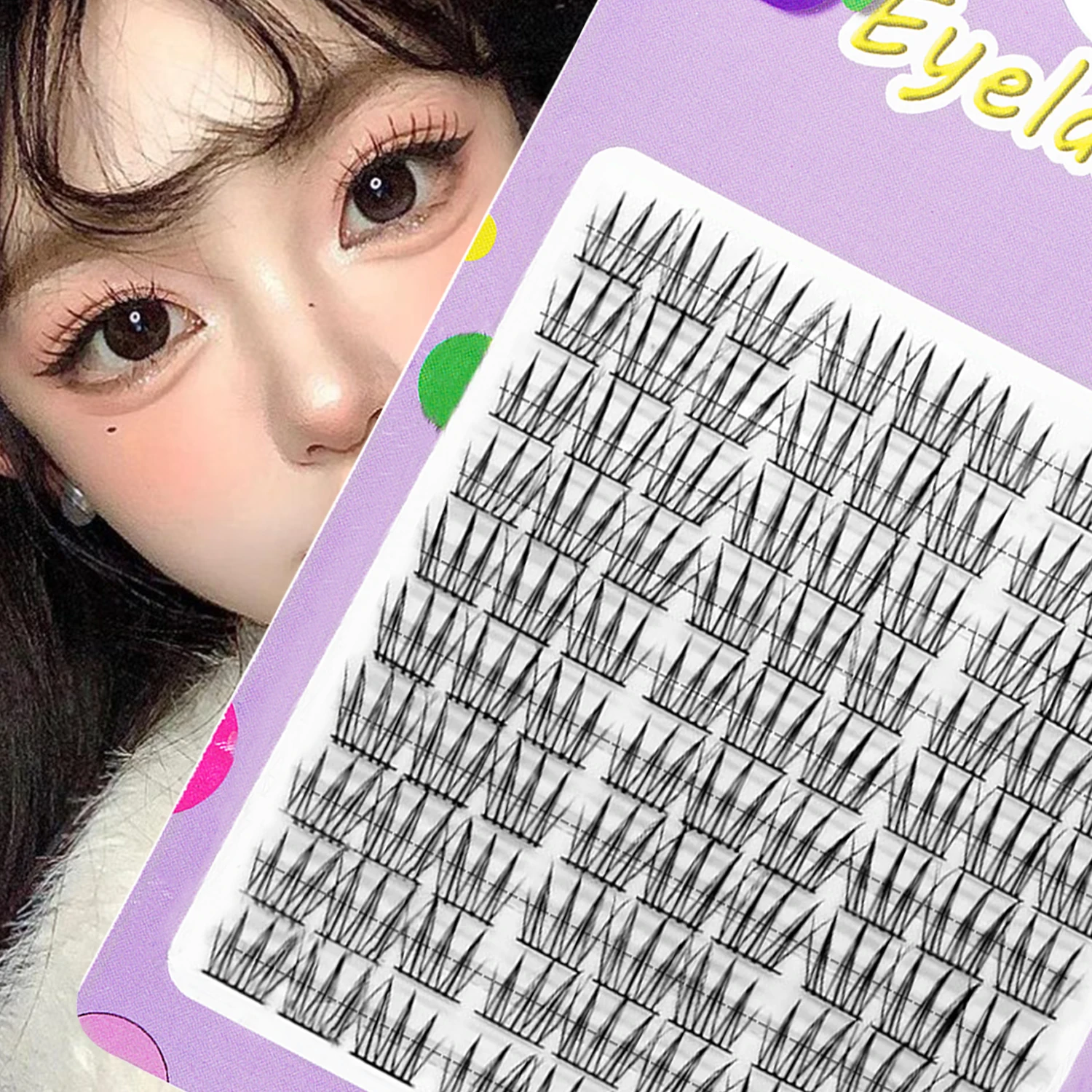 ขนตาปลอมตัวการ์ตูนไตรภาค90duo สำหรับผู้หญิงกลุ่มตาธรรมชาตินุ่มและเบาช่อเดียวสำหรับขนตา DIY