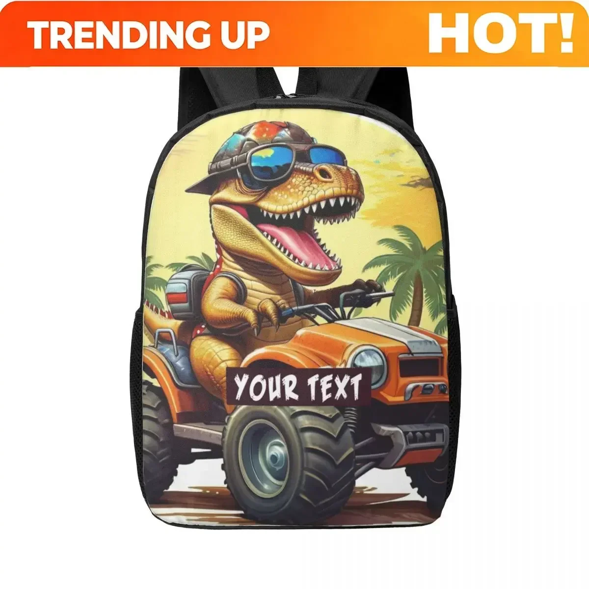 Custom Bag Personalized T-Rex Dinosaur Backpack, Customizable Polyester Bookbag With Adjustable Straps, Lightweight Unisex Lapto