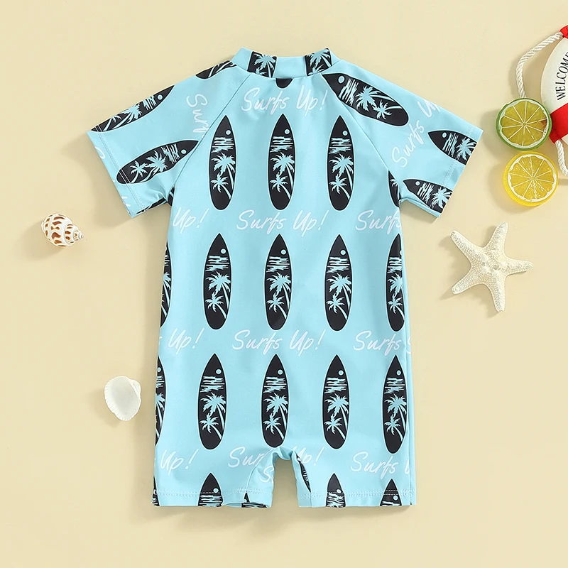 0-24 Months Toddler Baby Boy Summer Swimsuit Short Sleeve Zipper Bathing Suit Sun Protection Rash Guard Swimwear Swimwear Beach