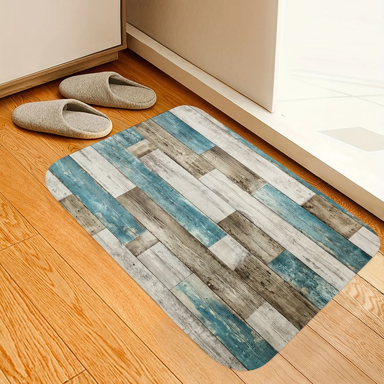 Retro Irregular Wood Grain Pattern Living room rug Flannel Anti-slip Outdoor Foot mat for Bedroom Floor pad Bathroom accessories