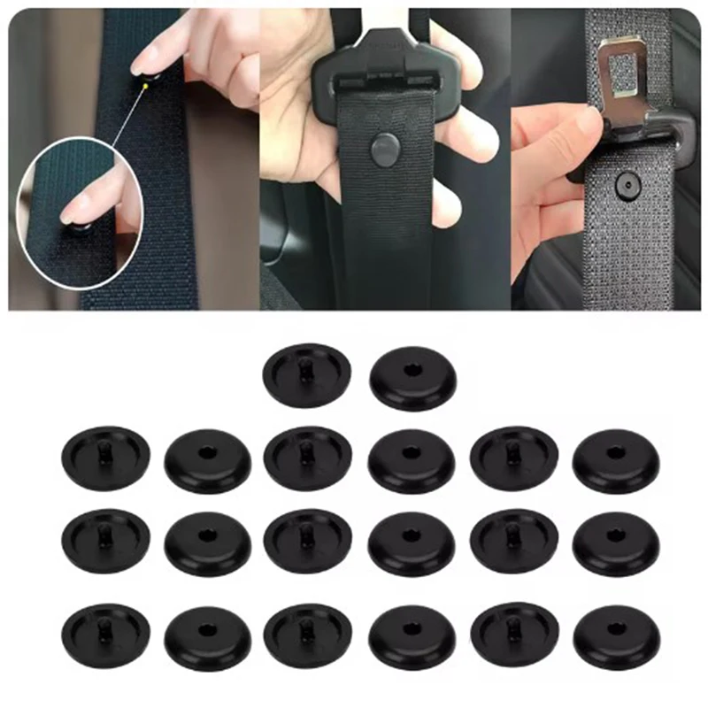 10 Pairs Car Safety Seatbelt Stopper Buckle Auto Seat Belt Spacing Limit Stop Plastic Anti-slip Button Retainer Rivet Stud Clips