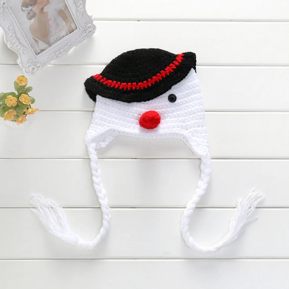 

Crochet Knitted Baby Snowman Hat Caps No Fading Odor Healthy Material Adorable Design Perfect Photography Props