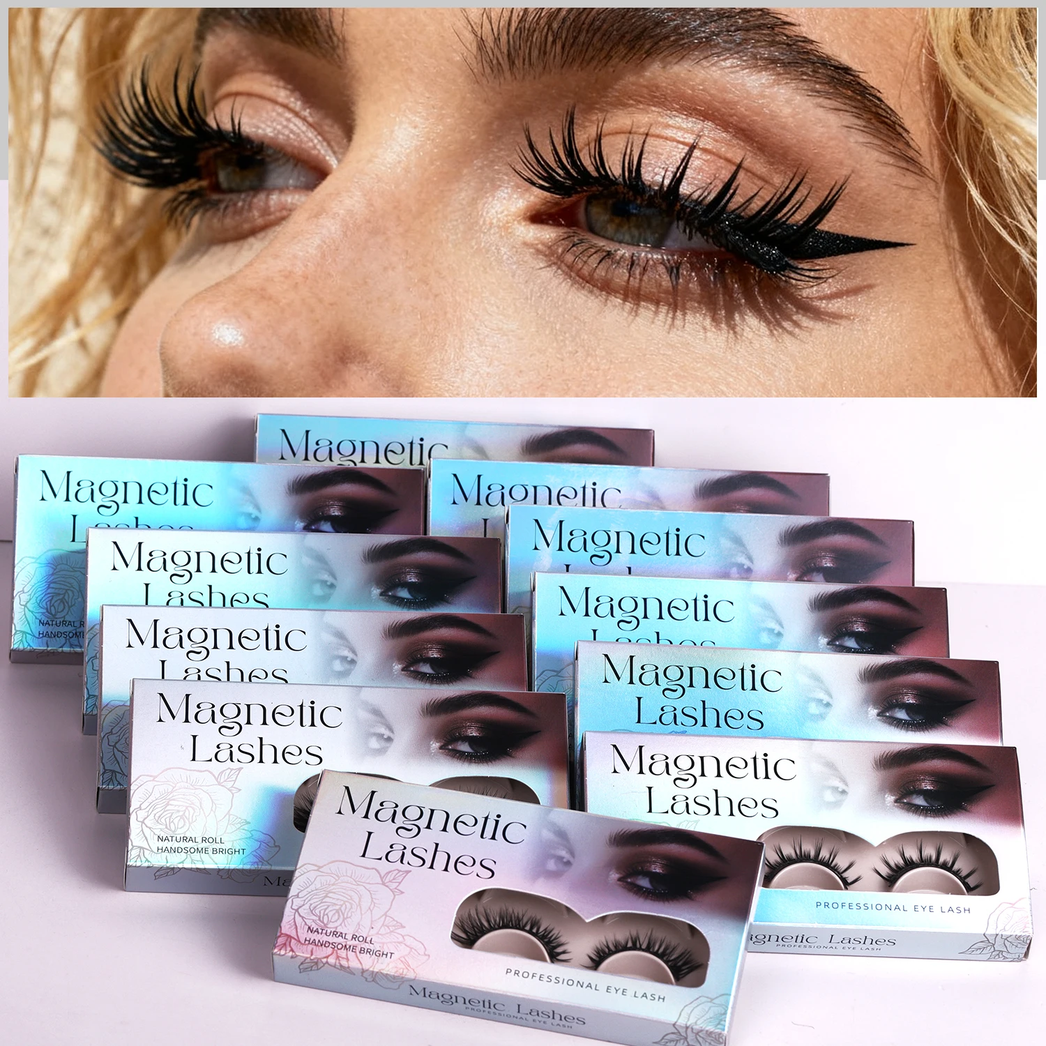 Twee paar valse wimpers van 3D-faux nerts, donzig, zacht, dik, lang en natuurlijk gekruld. Inclusief pincet.