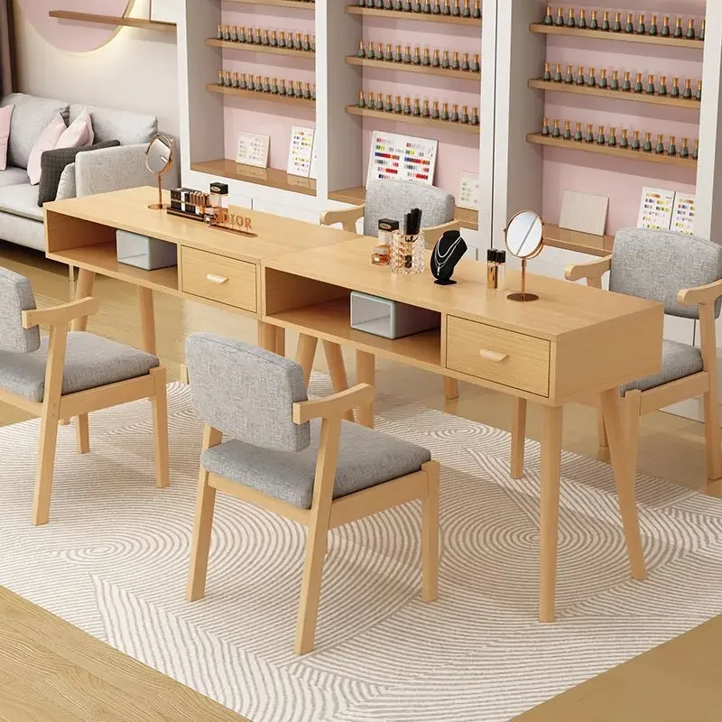 

Nordic Simple Nail Tables Solid Wood Multifunction Storage Reception Desks Nail Tables Manicure Dressing Table Furniture FYMT