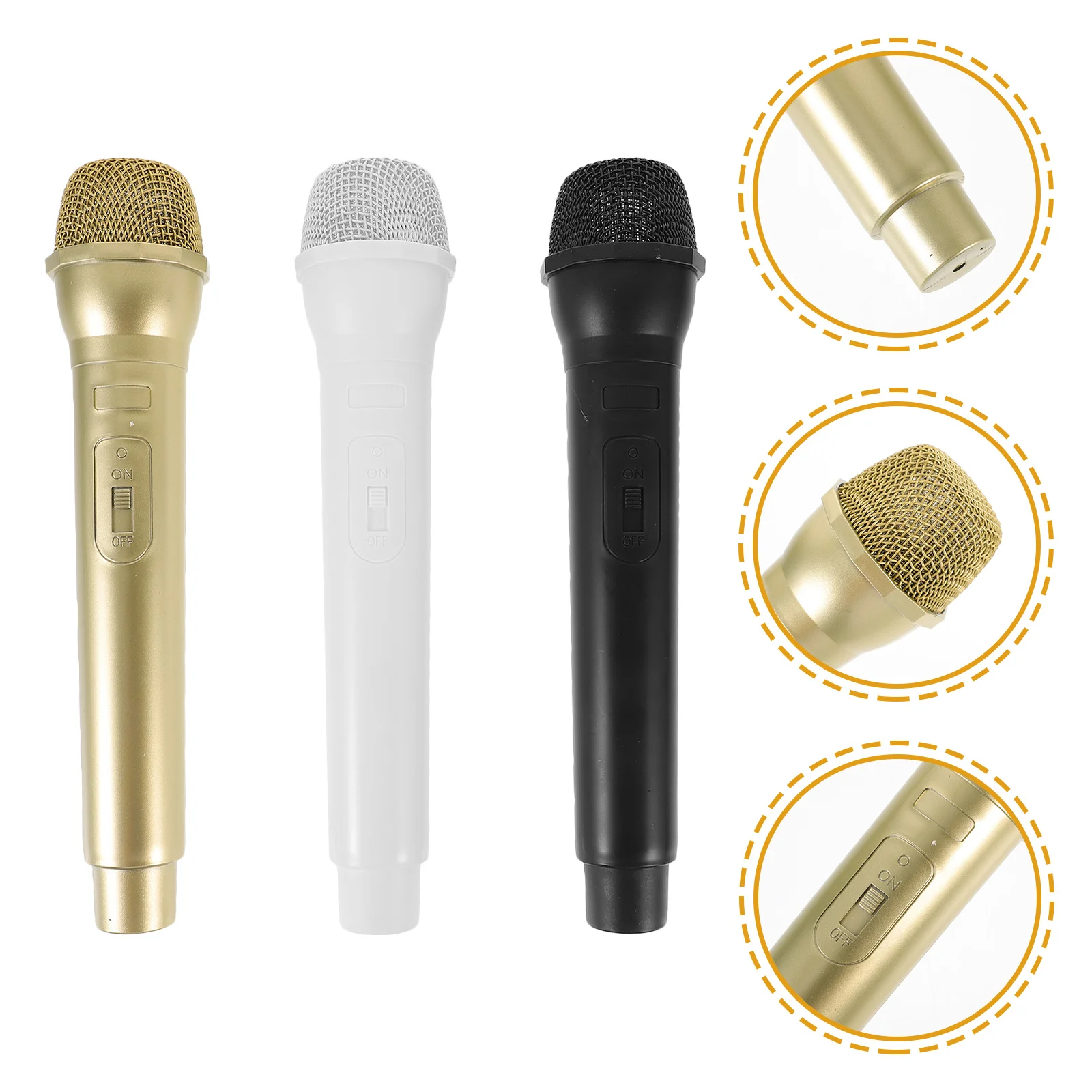 3 Pcs Microphone Fake Kid Simulation Prop Stage Props for Party Model Toy Retro
