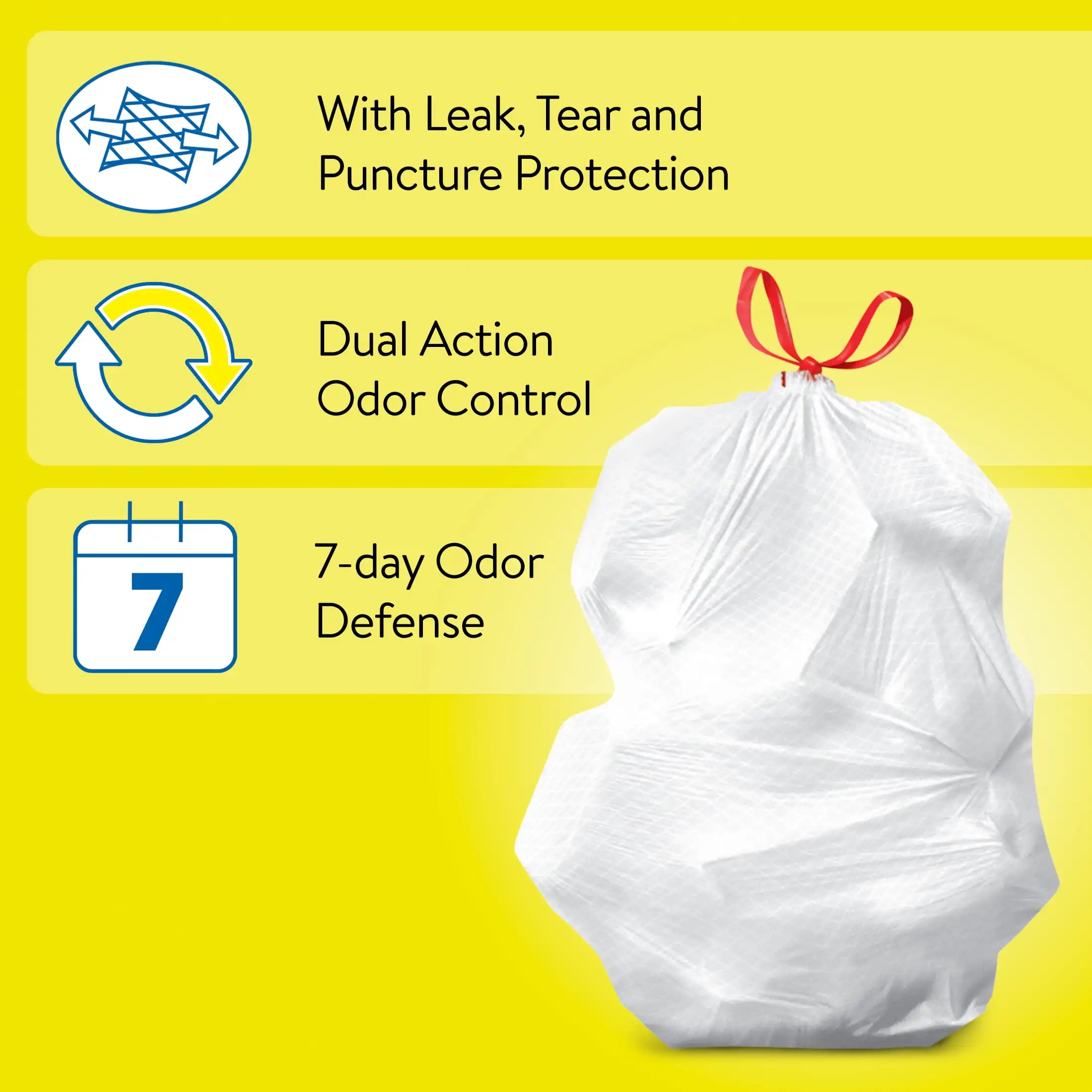 Strong Flex Tall Kitchen Drawstring Trash Bags Citrus Burst 13 Gallon 120 Count Leak Tear and Puncture Protection