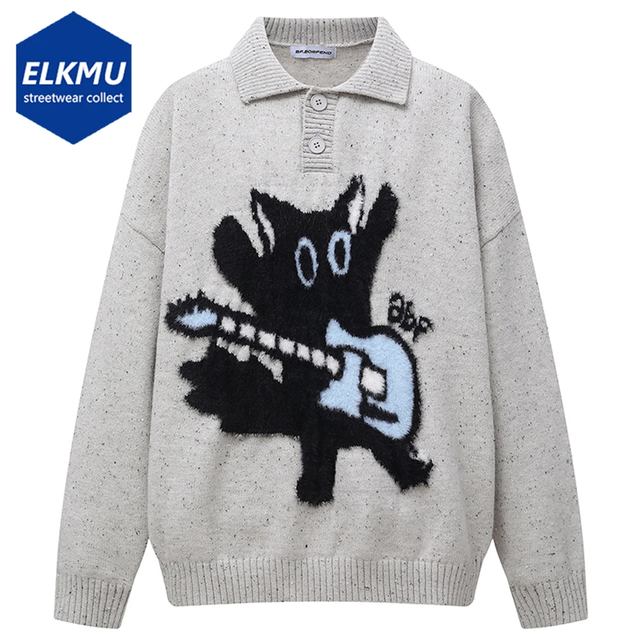 

Cartoon Graphic Sweaters Men Streetwear Harajuku Hip Hop Oversized Sweaters Knit Pullover Jumper Casual Loose Sweaters