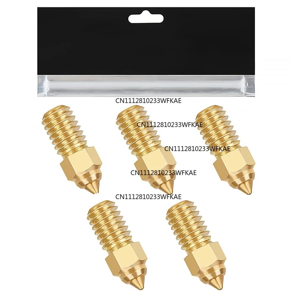 0.4Mm 5 Pack High Speed Brass M6 Hot End Extruder Nozzle for Ender5S1/Ender73D Printers