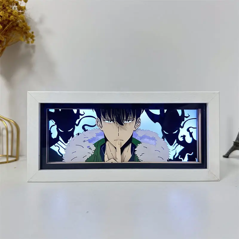 Anime Solo Leveling Paper carved lamp Anime Figure Cheng Xiaoyu 3D LED Color Light Box Room Decoration Collect Night Light Gift