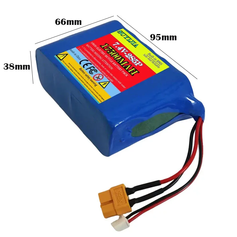2S5P Portable Large Capacity 18650 17500mAh Rechargeable Battery Pack 7.4V Li-ion Battery for Bait Boat Outdoor Audio DIY