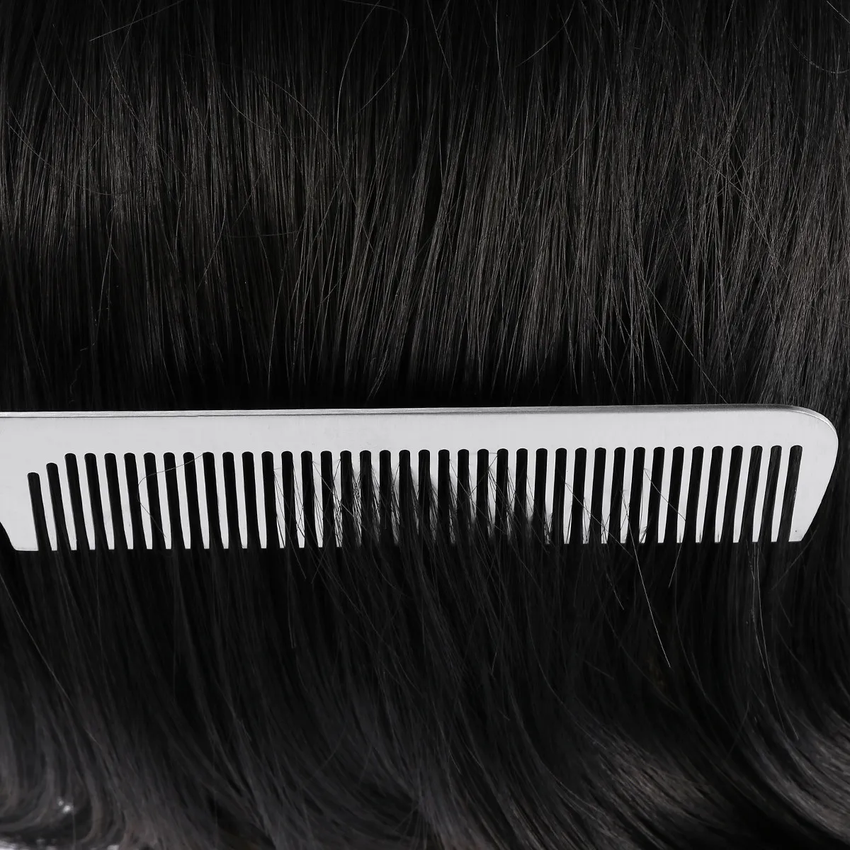 

1 шт. расческа для волос из титановой стали, премиум-класса, антистатическая, для гладкой укладки, для парикмахеров, для густых волос, 25x3 см, серебристая