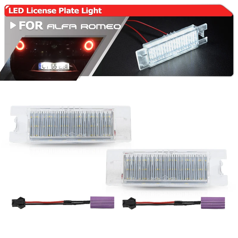 2PCs Canbus Led Number License Plate Lights Auto Replacement Bulb For Alfa Romeo 147 156 159 166 Giulietta Mito GT Spider MiTo