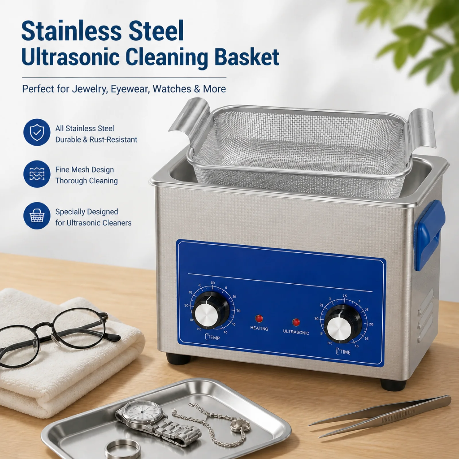 Cleaner Basket Stainless Steel Cleaning Basket Electropolished Finish Jewelry Cleaning Tray for Watchmakers