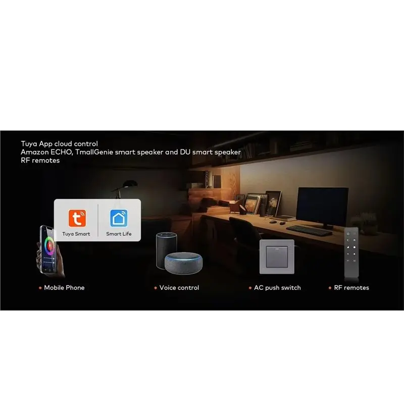 B17C SS-L(WZ) SS-L(WT) SS-L Push Smart Switch 100-240VAC 1Chx15a RF/Zigbee/Wifi Tuya App 2.4G Remote Control Push Switch
