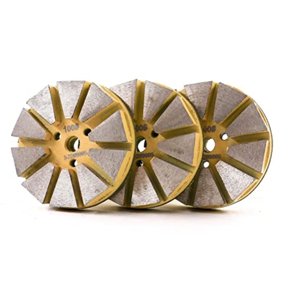

3PCS 3 Diamond Floor Polishing Pad Metal Bond Grinding Discs for Tile Stone Marble Concrete Granite Ceramics Glass in Silver Gr