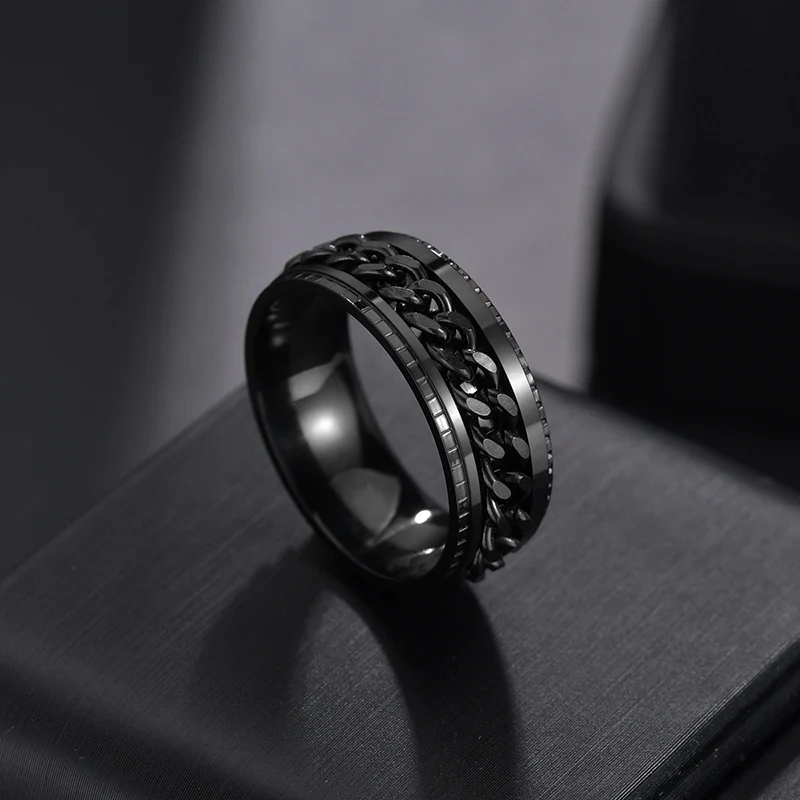 Nextvance New Cool Stainless Steel Rotatable Men Ring High Quality Spinner Chain Punk Women Jewelry for Party Daily Gifts