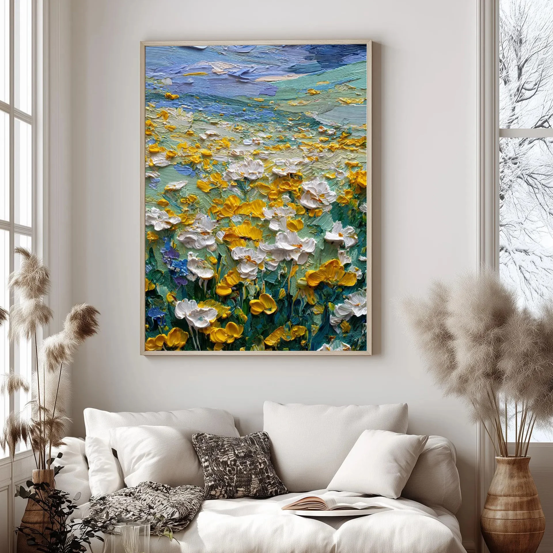 Impasto Textured Landscape Floral Canvas Wall Art Oriental Japanese Chinese Style Scenery Posters Prints Living Room Home Decor