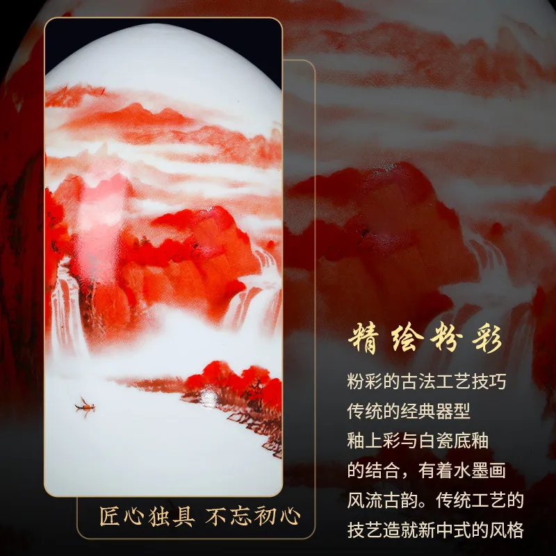 Jingdezhen ceramic egg vase Chinese style living room crafts antique shelves wine cabinet and home decorations