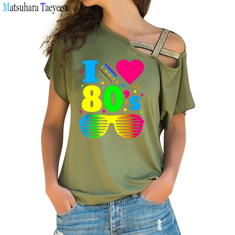 I Love The 80s Clothes Women for T-Shirt and Party Funny Tee Irregular Women T Shirt Tops Designer Aesthetics Fashion Sexy Tees