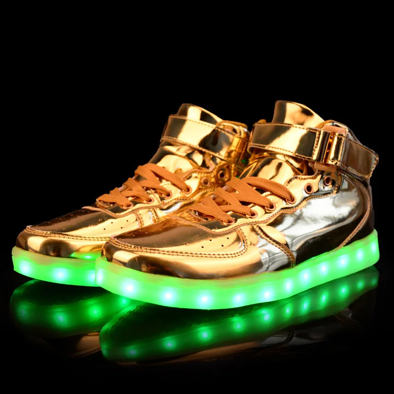 Trump LED Light Up Shoes Light for Men High Top LED Sneakers USB Recharging Shoes Women Glowing Luminous Flashing Shoes LED Kids