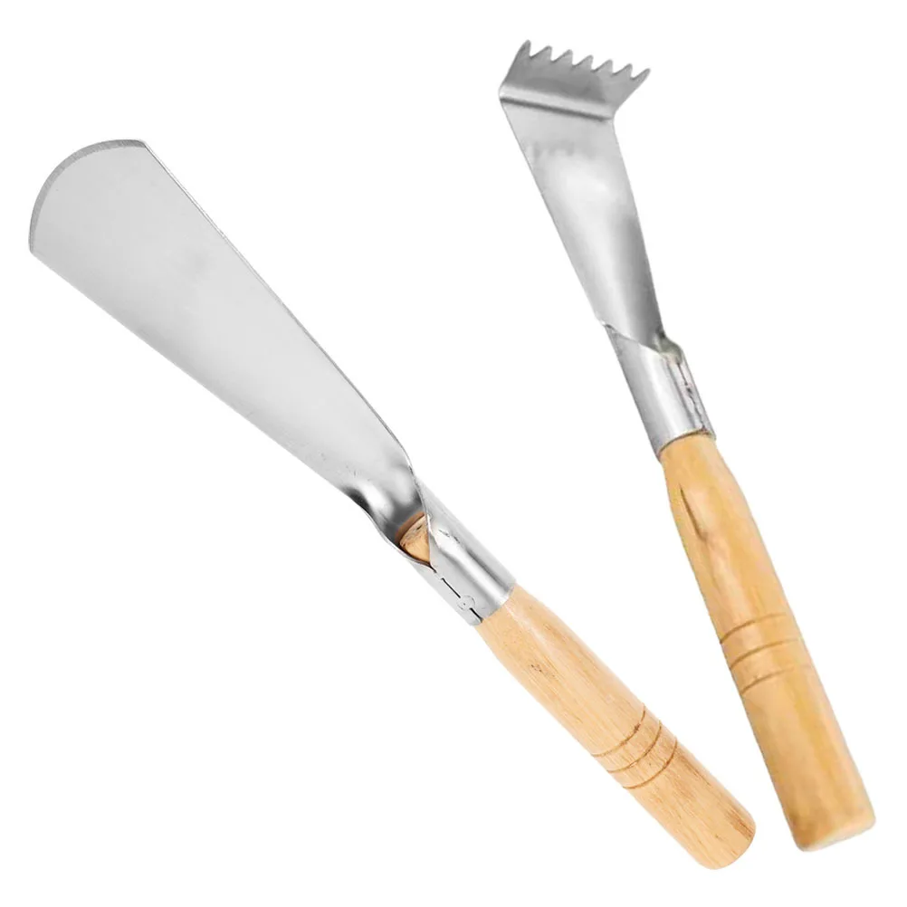 

2Pcs Stainless Steel Gardening Tools Set Small Hand Spade Rake Multifunctional Lightweight Garden Handheld Tools for Vegetable