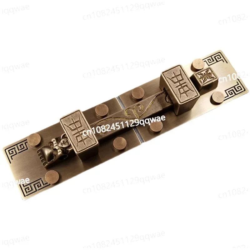 Chinese Style Antique Bronze Wooden Door with Full Copper Bolt, Thickened Outdoor Door Lock Buckle, Garden Villa