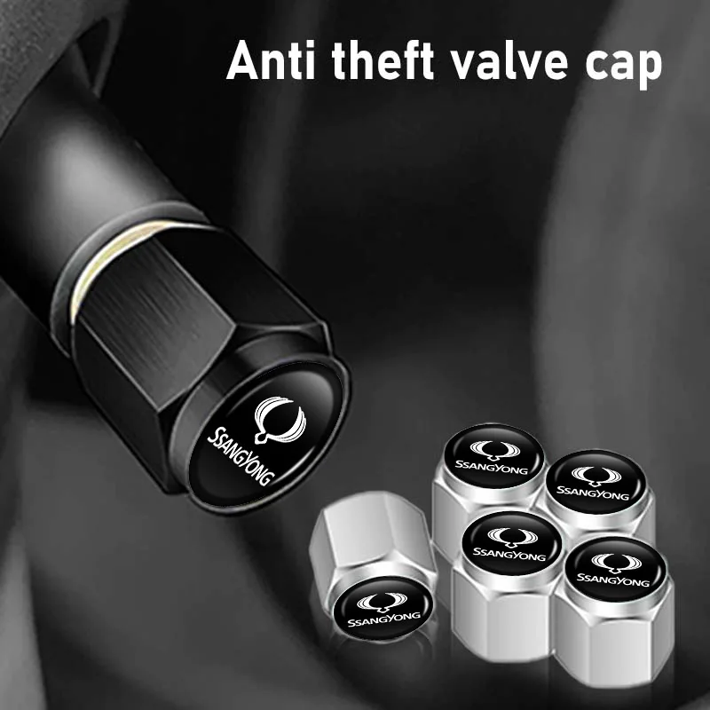 Tapas de válvula de neumático de coche, cubierta de protección de válvula Universal para SsangYong Actyon Sport Korando Rexton Kyron Rodius Tivoli Musso, 5 uds.