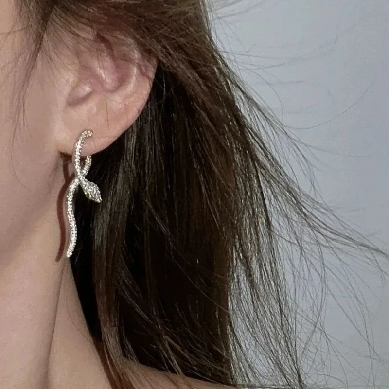 Fashion Zircon Snake Drop Earrings For Women Girls Personality Party Punk Accessories e1252