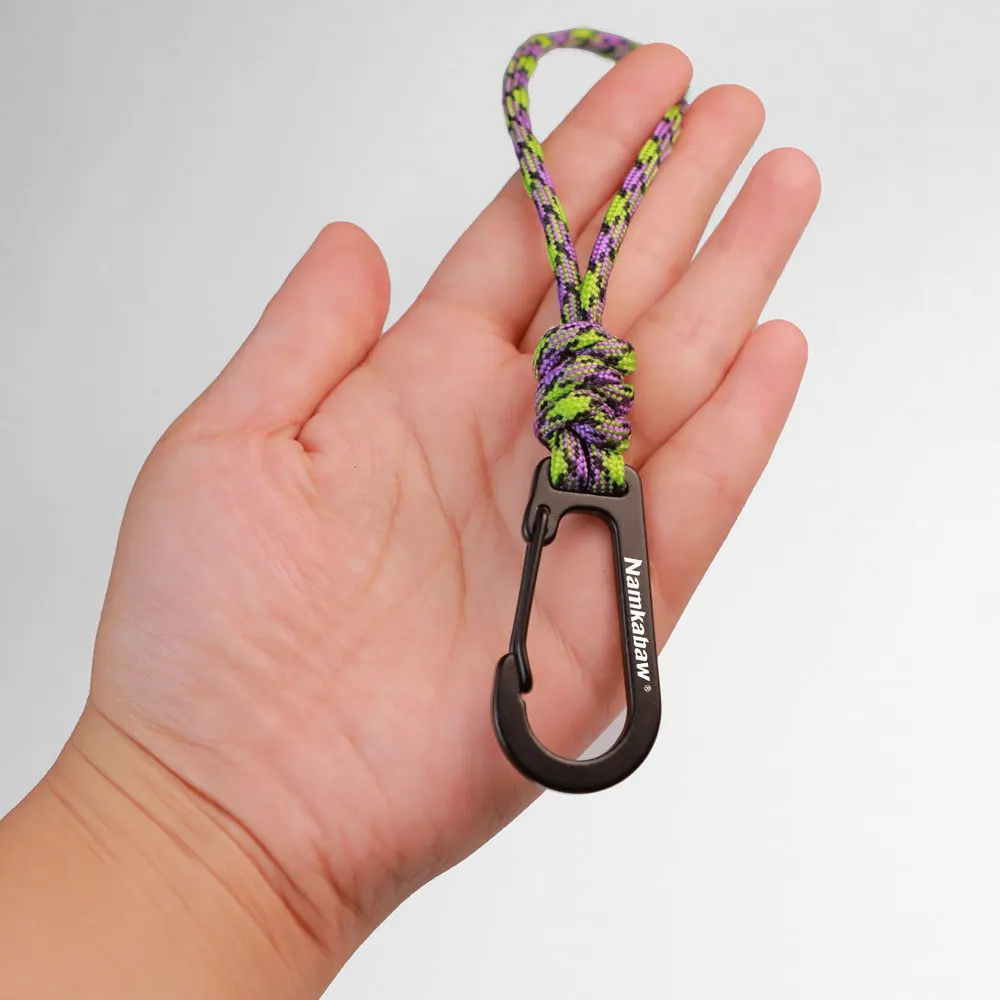 Paracord Keychain (Multiple Colors)Heavy-Duty Woven Rope Black Metal Carabiner Durable Portable Key Ring Practical Outdoor Style
