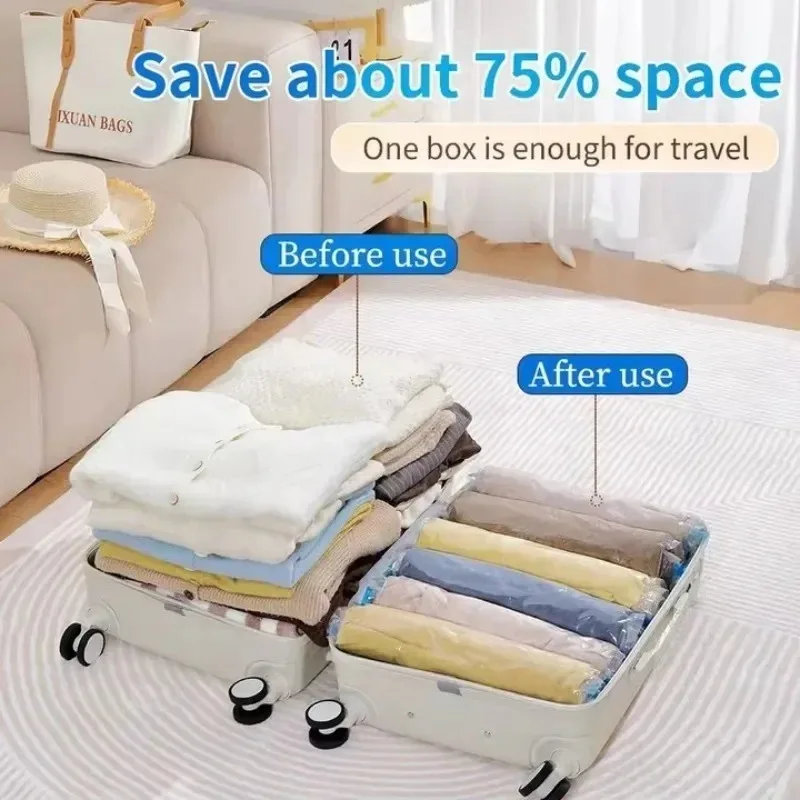 Travel Roll-Up Compression Bags, Reusable Vacuum Storage Bag, Save Storage Space, Roll-Up Compression, Suitcase Backpack Luggage