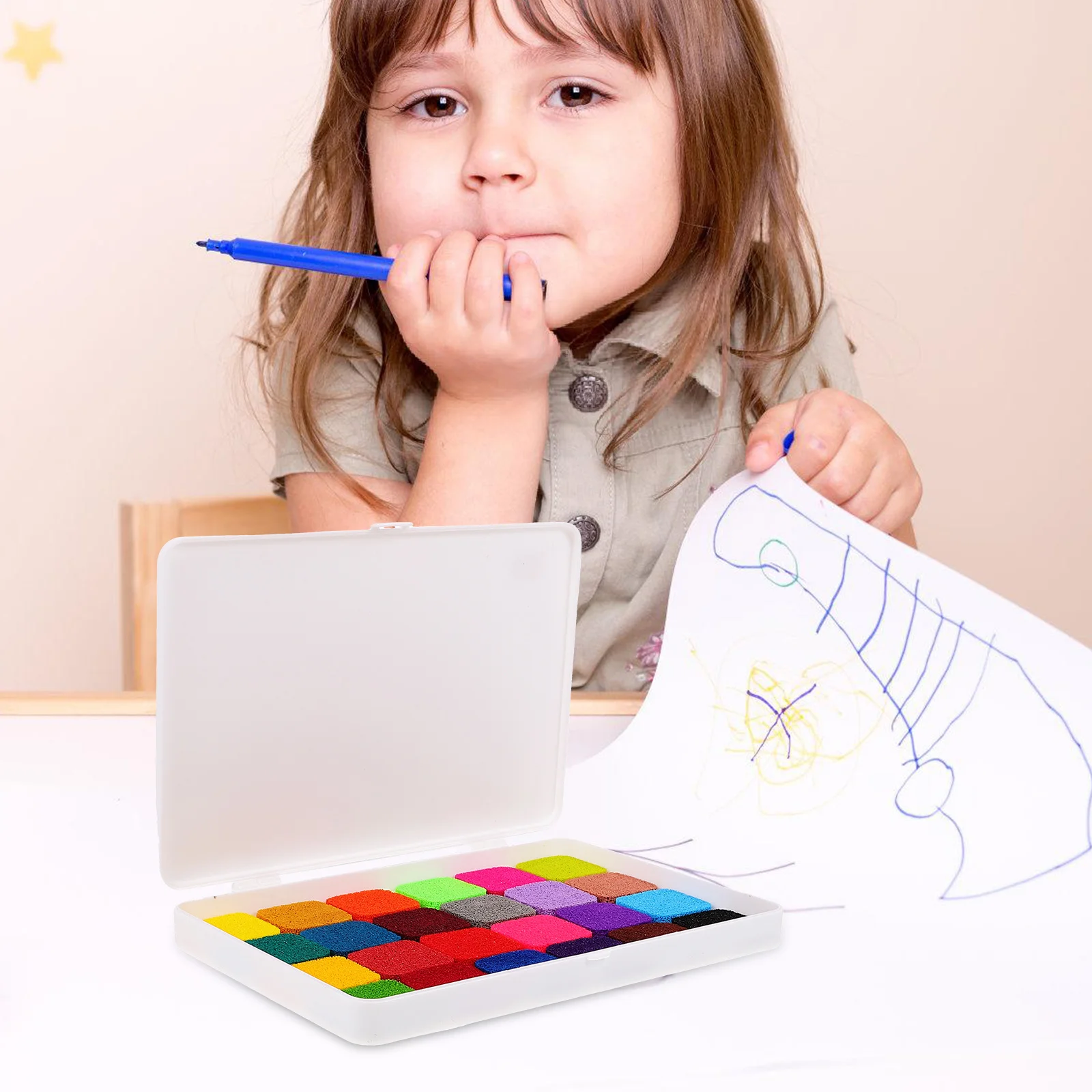 1 مجموعة إصبع مختمة ملونة المحمولة قابل للغسل مختمة للرسم الإبداعي DIY الكتابة على الجدران Stamps رياض الأطفال الفن لوازم