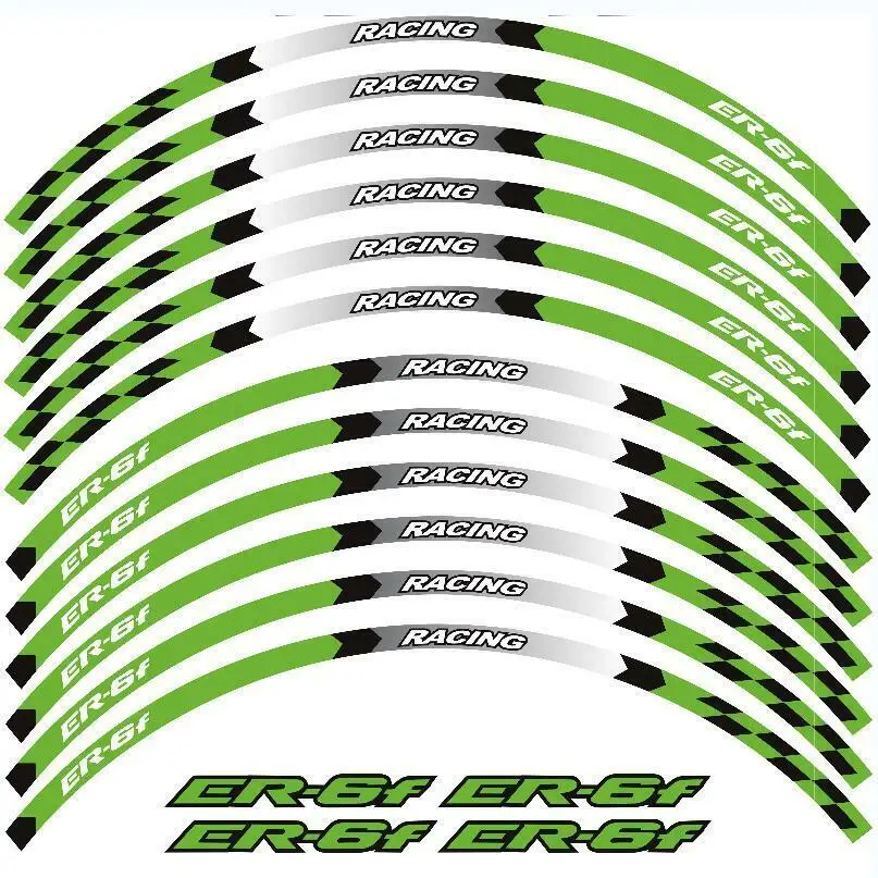 17” Motorcycle Wheel Rim Reflective Stripes Hub Edge Decor Decals Complete Accessory Kit Fit Kawasaki ER-6F EX650 2006-2016