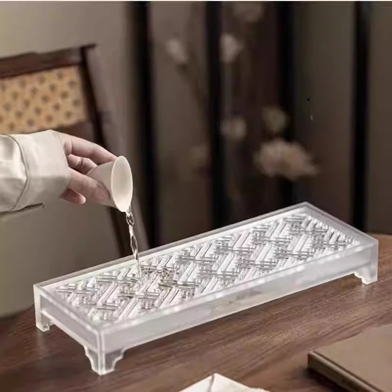 

Luxury Acrylic Tea Tray Modern Zen Style Dry Brewing Tray with Water Reservoir Tea Table Organizer for Chinese Tea Ceremony