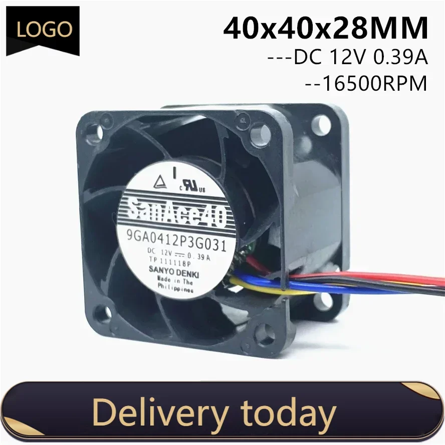 

New San Ace 40mm 4cm Server Fan 4028 40*40*28mm Server Case 9GA0412P3G031 12V 0.39A Cooling Fan 16500RPM 4PIN