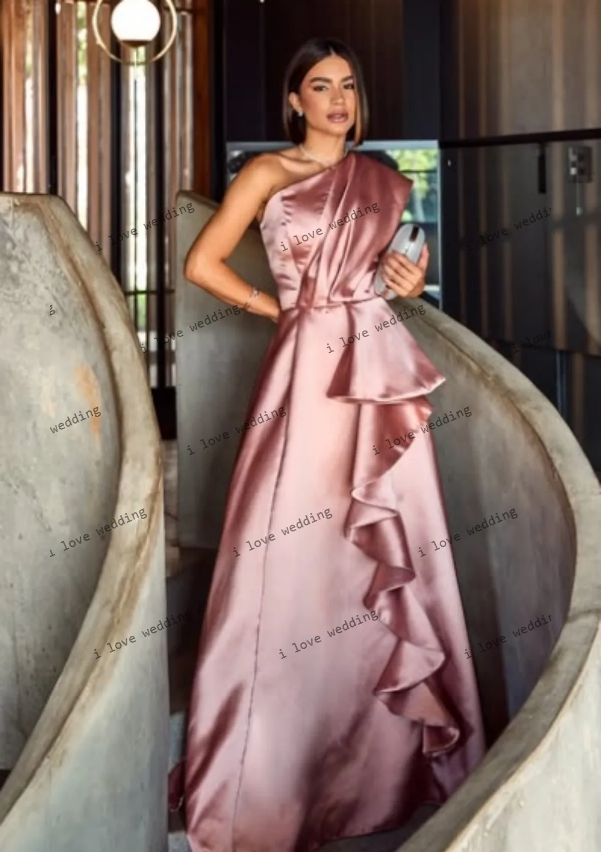 Długie suknie balowe 2025 gorąca różowa suknia ślubna elegancka marszczona jedno ramię Ruffles linia A formalne suknie wieczorowe dostosowane