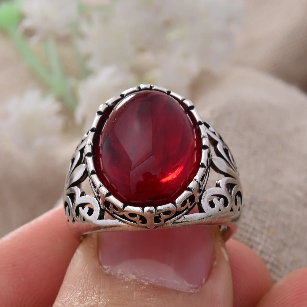 New Arrival Luxury Garnet Stone Flower Thai Silver Female Engagement Rings For Women Gifts High Quality