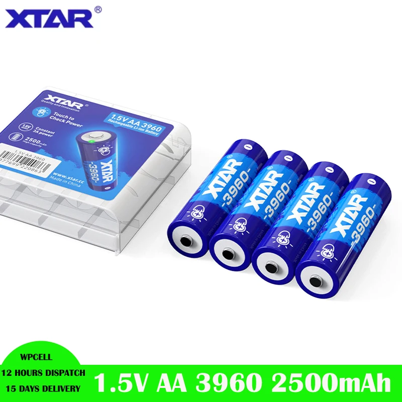 Original XTAR 1,5 V AA 3960 2500 mAh wiederaufladbarer Li-Ionen-Akku, max. 3 A Entladestrom, Touch-Funktion zum Überprüfen der Stromversorgung, geschützte Batteriezellen