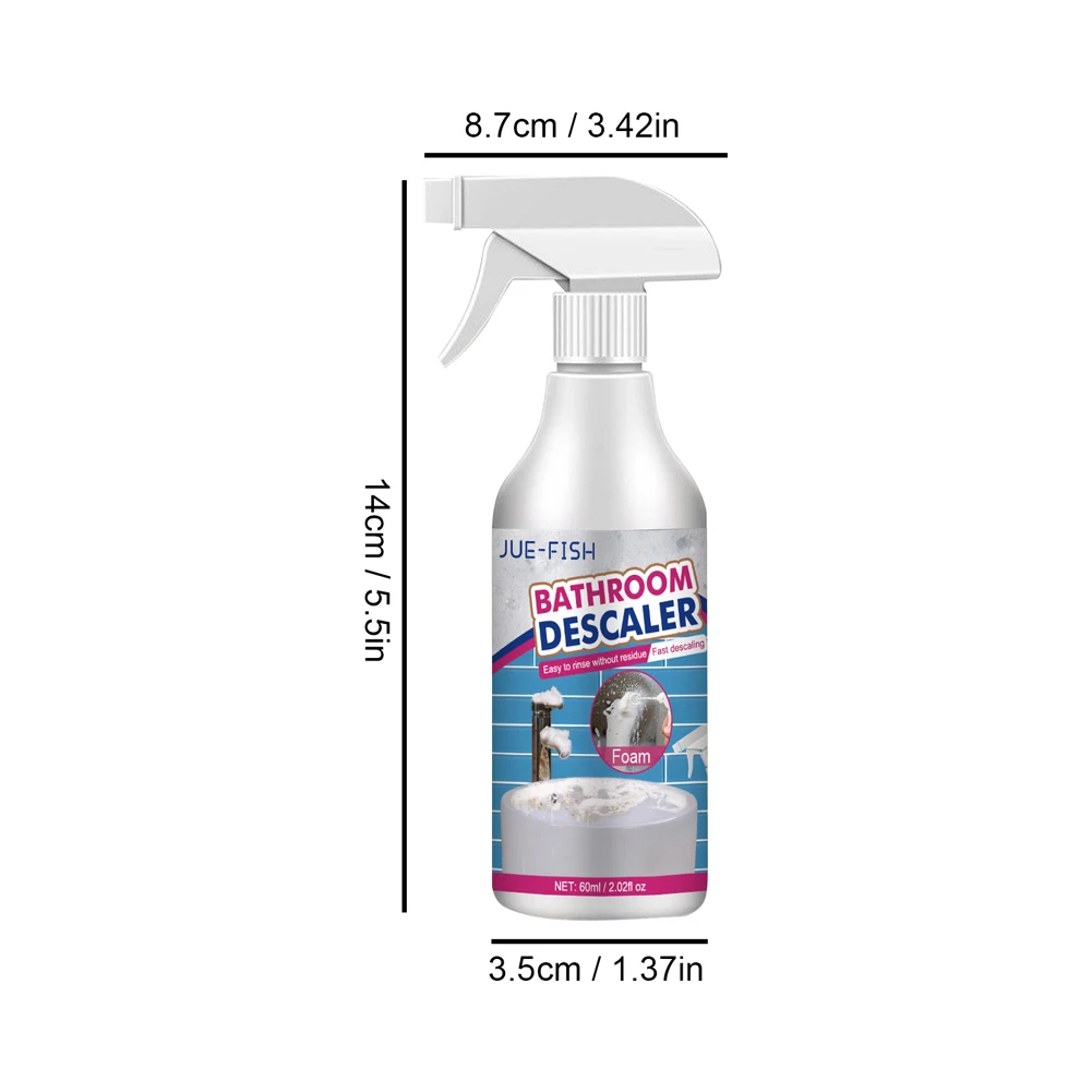 60ML Bathroom Foam Cleaner Spray Powerful Stains Remover Descaling Cleaning Agent Household  Multi-Purpose Bathtub Cleaning Tool