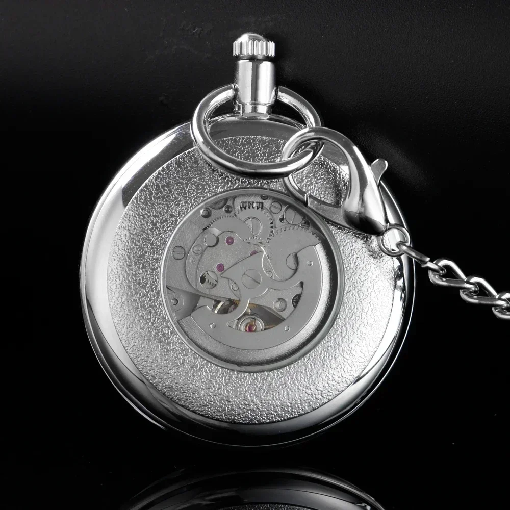 Fashion New Design Elegant Mechanical Pocket Watch Men Women Stainless Steel Snakelike Handwinding Pocket Clock FOB Chain Gift