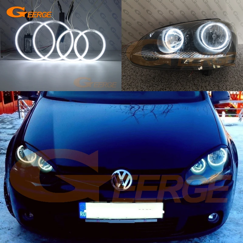 For Volkswagen VW Golf V 5 MK5 Rabbit Jetta GTI R32 Excellent Ultra Bright CCFL Angel Eyes Halo Rings Kit Car Accessories