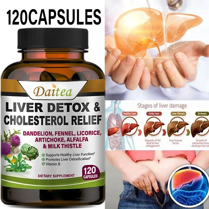 Liver Detox Cleanse Capsules - Antioxidant Detoxifier Improves Liver Function Supports Fat Metabolism Cholesterol Lowering