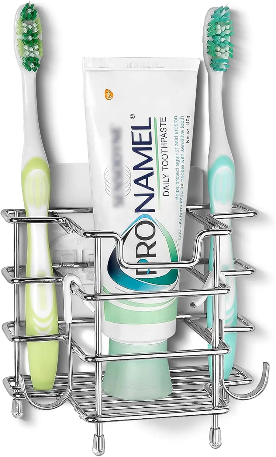 

Настенный держатель для зубных щеток из нержавеющей стали, самоклеящийся органайзер для душа с 3 отсеками для хранения в ванной комнате