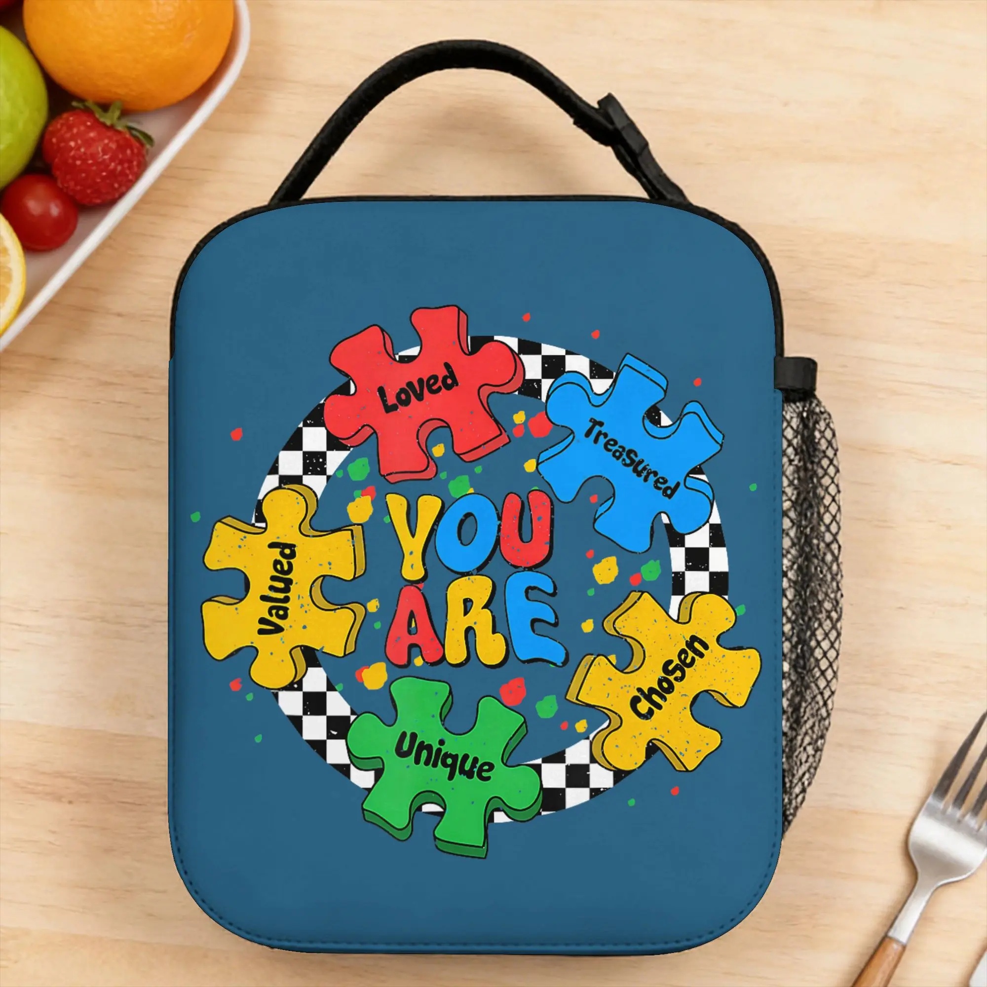 Respect Love Support Autism Men Women Apparel Lunch Bag Outdoor Picnic Lunch Box Graphic Design Portable Thermal Tote Handbags