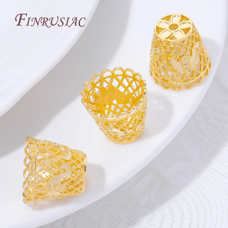 18K Gold Plated Tassel End Caps Wholesale Jewelry Findings,Fringe Bead Caps For Bracelets&Necklaces Making DIY Accessories - view 2