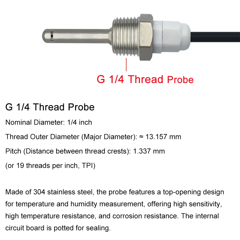 SHTC3 SHT40 SHT30 SHT20 SHT31 SHT35 SHT45 41 디지털 온도 및 습도 센서 프로브 (G 1/4 나사, I2C IIC 인터페이스 포함)