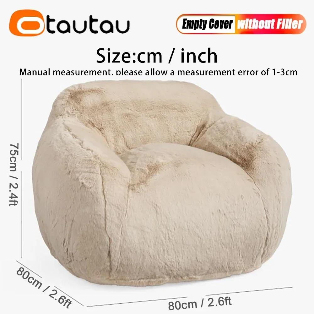 OTAUTAU Faux Bunny Fur Bean Bag Cover bez wypełniacza Kanapa podłogowa Beanbag Sofa Fotel EMPTY POUF COVER NO FILLER INSIDE SF203