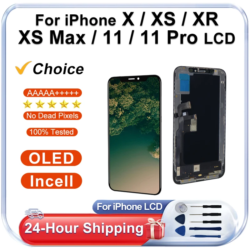 AAA+ INCELL For iPhone X LCD XR XS MAX Display Touch Screen  Digitizer OLED For iPhone 11 Pro Max LCD 12 Pro Replacement  Part