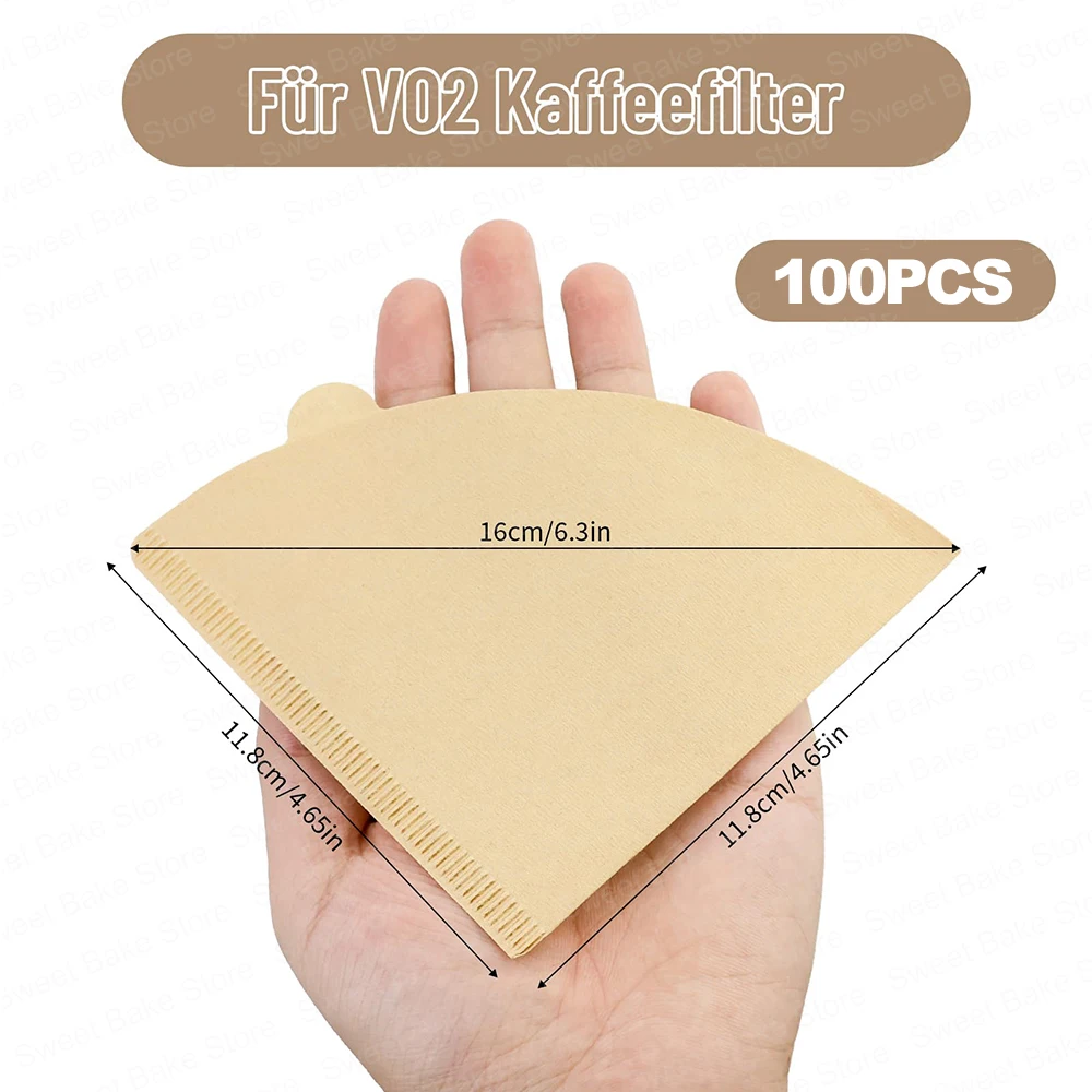 Pack of 50-100 Coffee Filter Paper, V-shaped Coffee Efilter Paper, Coffee Bags for V60 Coffee Machines, Filter Cups 2-4 Cups