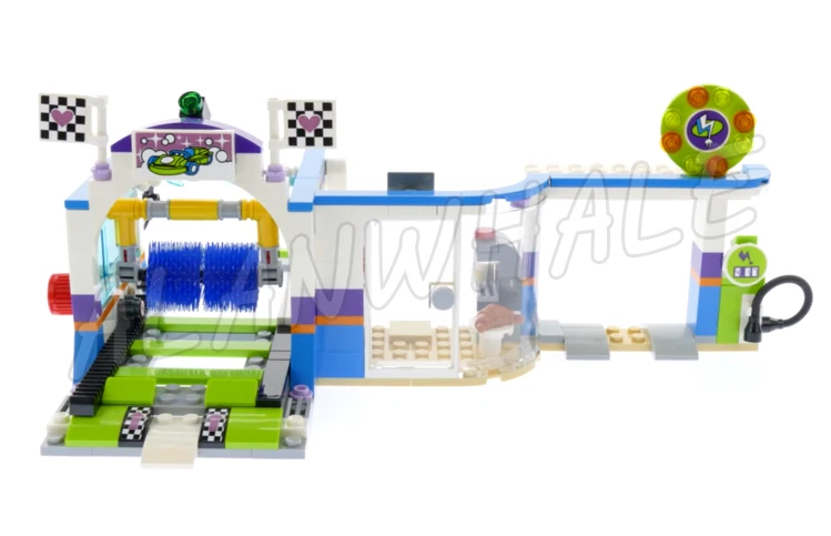 339 stücke Freunde Heartlake Spinning Pinsel Auto Waschen Tankstelle Go-kart Launcher 11037 Bausteine spielzeug Kompatibel Mit Modell