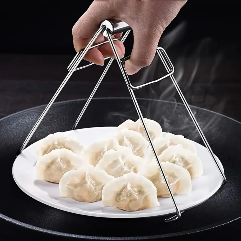 Stainless Steel Foldable Hot Dish Plate Bowl Clip Pots Gripper Crockery Holder Clamp Tongs Claw Holder Lifting Kitchen Tools